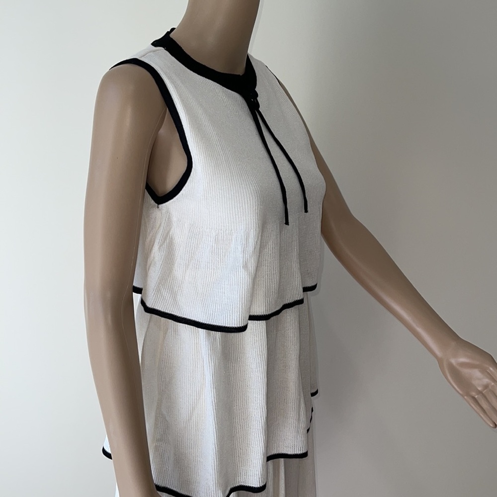 ZARA | Tiered knit midi dress in white / black - Picture 3 of 12